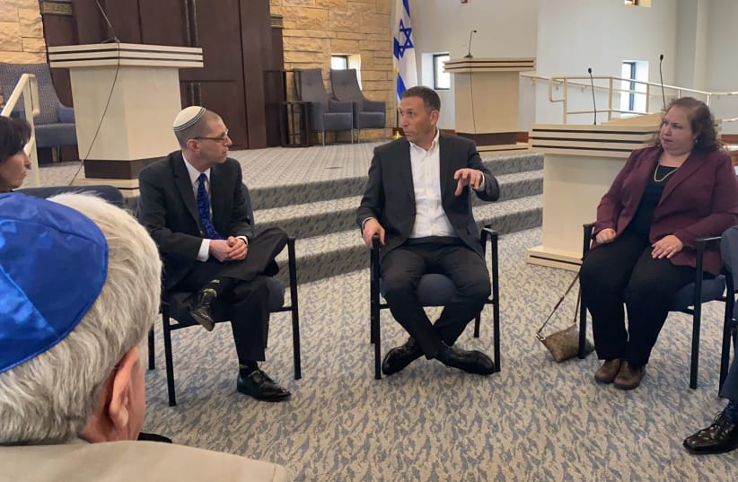  Religious Services Minister Matan Kahana is seen at the Colleyville synagogue in Texas, on March 24, 2022. (photo credit: COURTESY RELIGIOUS SERVICES MINISTRY)
