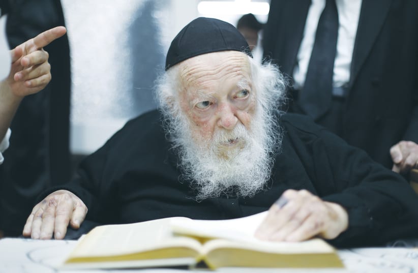  RABBI CHAIM KANIEVSKY studies and ponders at his home in Bnei Brak, last year (photo credit: Yaakov Nahumi/Flash90)