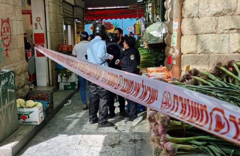  Scene of incident in Mahane Yehuda in Jerusalem, March 30, 2022 (photo credit: ISRAEL POLICE)