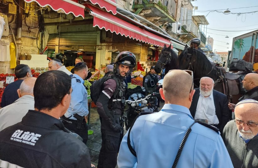  Scene from a security incident at Mahane Yehuda Market in Jerusalem on March 30, 2022. (photo credit: ISRAEL POLICE)