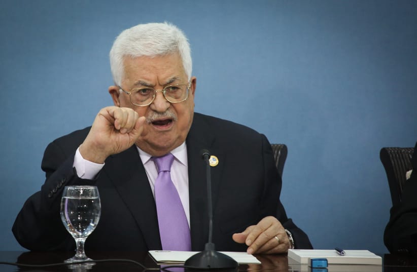  Palestinian Authority President Mahmud Abbas speaks during a meeting with journalists in the West Bank cityof Ramallah on July 03, 2019. (photo credit: FLASH90)