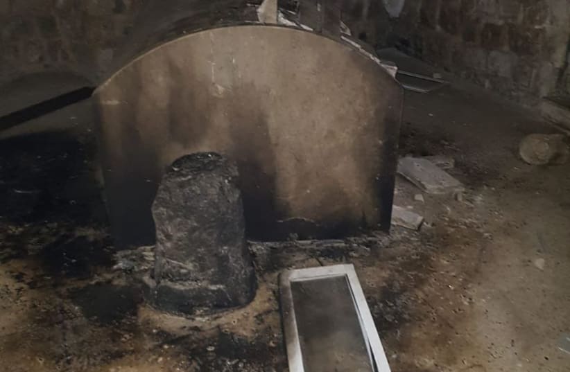  Palestinian rioters vandalized Joseph's Tomb in Nablus in the West Bank, April 10, 2022.  (photo credit: SAMARIA REGIONAL COUNCIL)