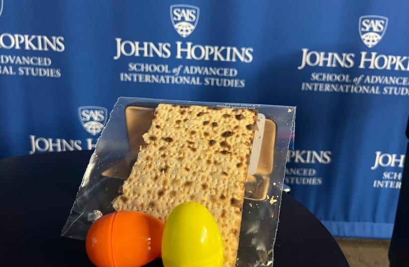 Easter egg and Afikoman hunt at Johns Hopkins April 18, 2022. (photo credit: SHAY ZAVDI)