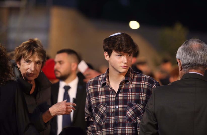  Yoni Bennett, Prime Minister Naftali Bennett's son, at the state opening ceremony of Holocaust Remembrance Day, April 27, 2022 (photo credit: MARC ISRAEL SELLEM)