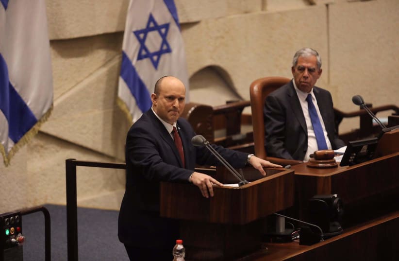  Prime Minister Naftali Bennett speaks in the Knesset plenum on May 11, 2022. (photo credit: MARC ISRAEL SELLEM)