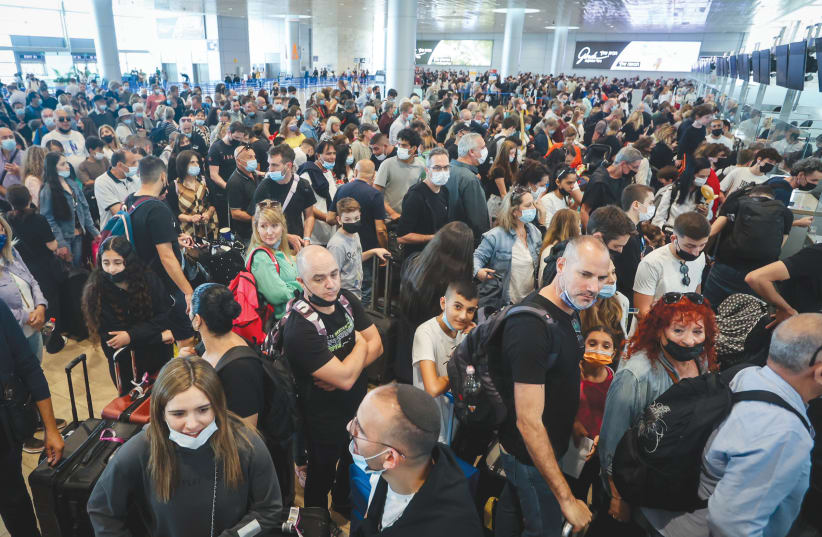  TRAVELERS AT THE departure halls of Ben-Gurion International Airport last month during Passover. (photo credit: FLASH90)