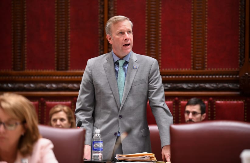 New York State Senator Chris Jacobs during Senate Session at the New York State Capitol, Albany, New York (photo credit: NEW YORK SENATE PHOTO/CC BY 2.0 (https://creativecommons.org/licenses/by/2.0)/VIA WIKIMEDIA COMMONS)