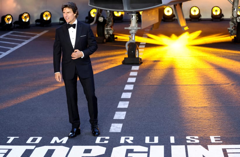  US actor Tom Cruise arrives at the premiere of 'Top Gun: Maverick' in London, Britain May 19, 2022. (photo credit: HENRY NICHOLLS/REUTERS)