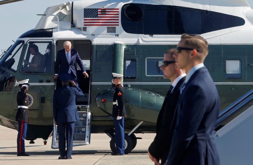  US President Joe Biden arrives to board Air Force One, to travel to the G7 summit in Germany from Joint Base Andrews, Maryland, US June 25, 2022 (photo credit: REUTERS/JONATHAN ERNST)