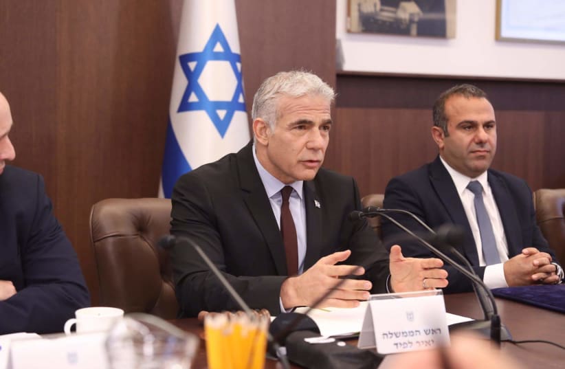  Prime Minister Yair Lapid gives first cabinet meeting address  (photo credit: MARC ISRAEL SELLEM)
