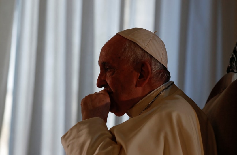  Pope Francis looks on during an exclusive interview with Reuters, at the Vatican, July 2, 2022.  (photo credit: REUTERS/REMO CASILLI)