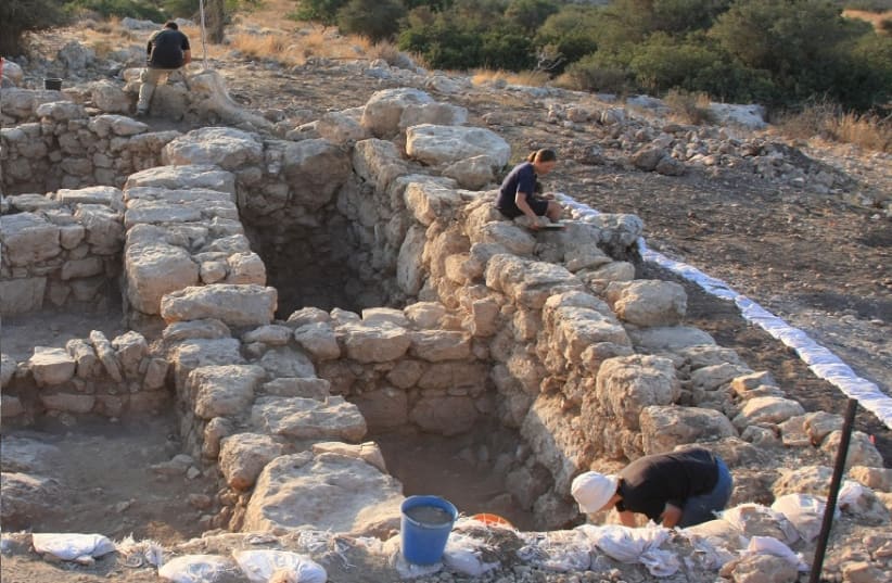Khirbet Qeiyafa casemate city wall (photo credit: American Friends of the Hebrew University)