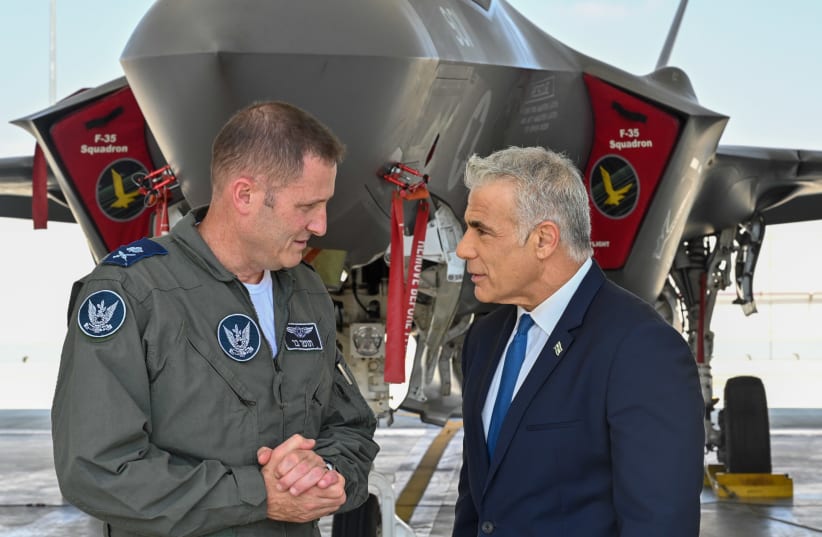  Prime Minister Yair Lapid visits the Nevatim Air Base. (photo credit: KOBI GIDEON/PMO)