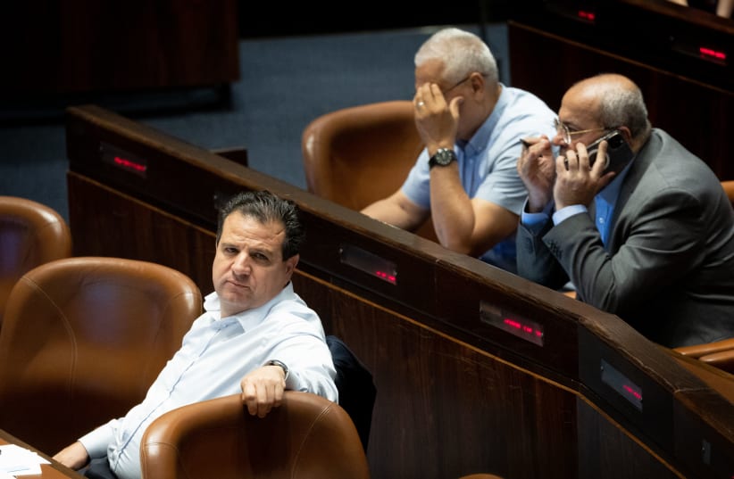  MK Ayman Odeh seen during a plenum session at the Knesset, the Israeli parliament in Jerusalem on June 8, 2022 (photo credit: YONATAN SINDEL/FLASH90)