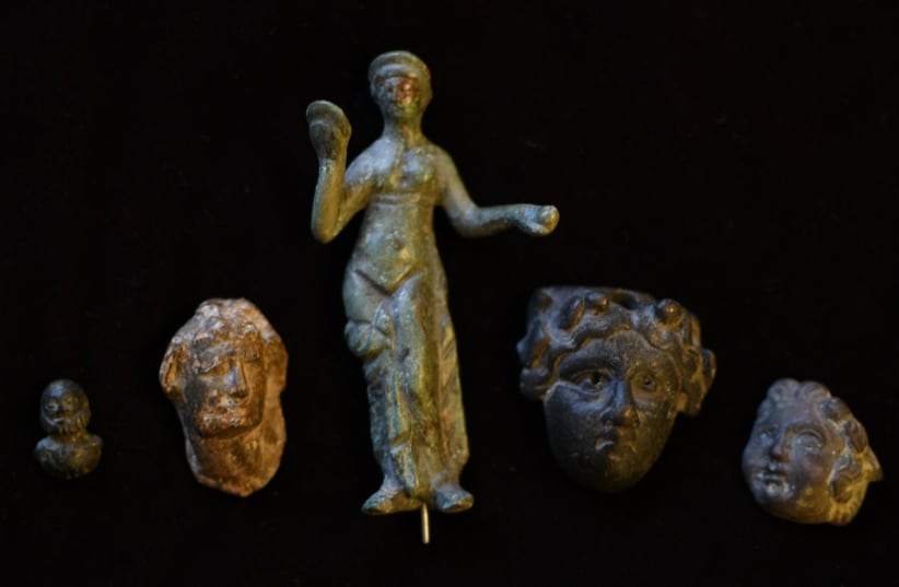  Ancient artifacts seized from an antiquities dealer in northern Israel, September 2022 (photo credit: YULI SCHWARTZ/IAA)