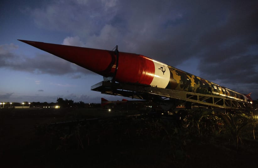 A deactivated Soviet-era SS-4 medium range nuclear capable ballistic missile is displayed at La Cabana fortress in Havana October 15, 2012. (photo credit: REUTERS/DESMOND BOYLAN)