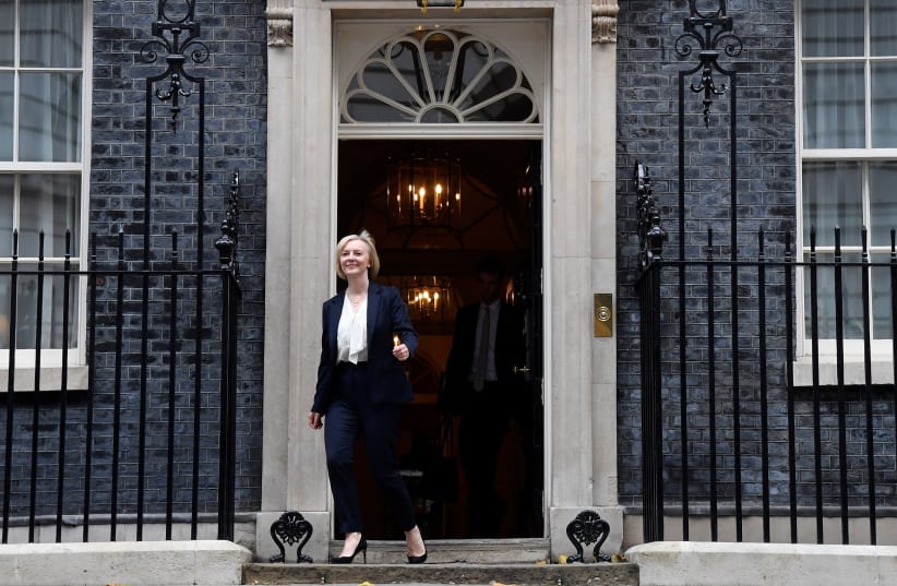  British Prime Minister Liz Truss leaves Number 10 Downing Street for the Houses of Parliament, in London, Britain, October 19, 2022 (photo credit: REUTERS/TOBY MELVILLE)