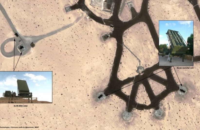  Satellite images taken over the United Arab Emirates show at least two Israeli Barak air defense systems being used by the Gulf country. (photo credit: TACTICAL REPORT)