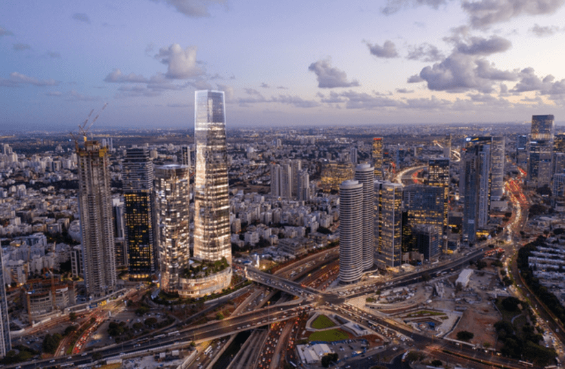  A simulated photo of the new 64-floor building in Givatayim. (photo credit: D-BLK Architects)