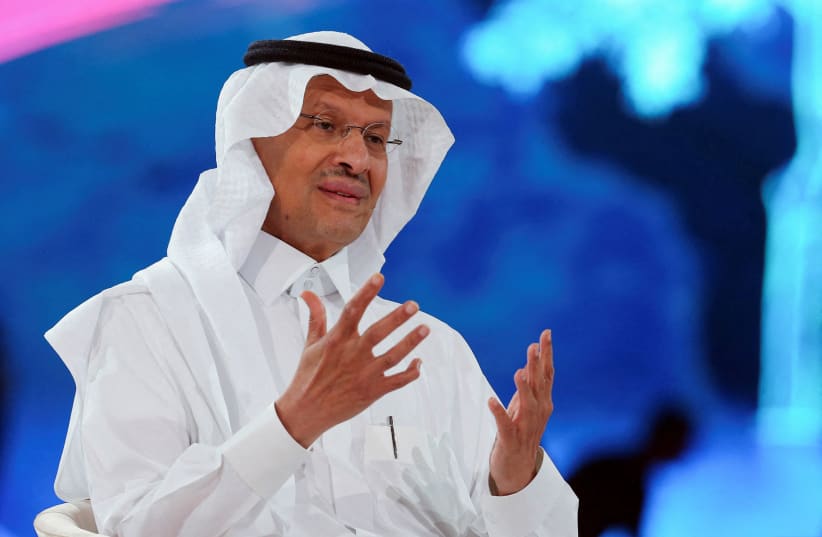  Saudi Arabia's Minister of Energy Prince Abdulaziz bin Salman Al-Saud speaks at the Future Investment Initiative conference, in Riyadh, Saudi Arabia, October 25, 2022.  (photo credit: REUTERS/AHMED YOSRI)