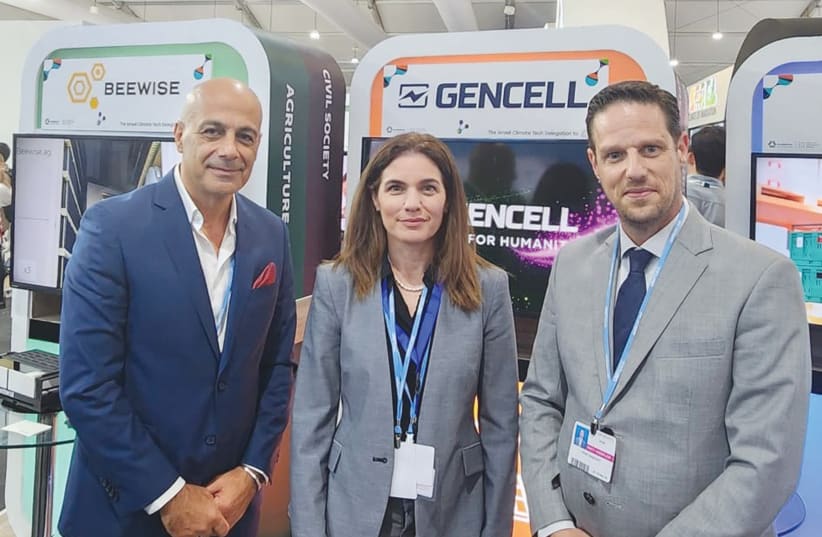  FROM LEFT, CEO and founder of GenCell Rami Reshef, Environmental Minister Tamar Zandberg and chairman of EV Motors Ohad Seligmann. (photo credit: GENCELL)