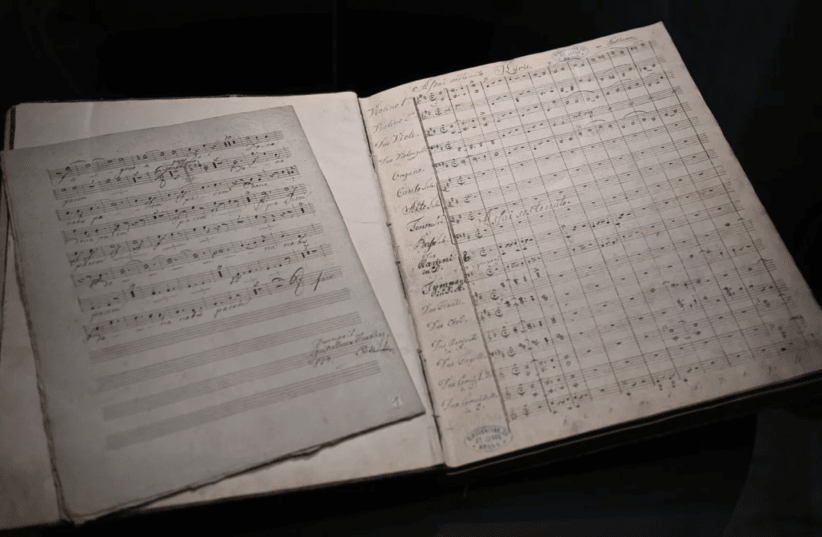  Beethoven’s handwritten manuscript for the fourth movement of his String Quartet in B-flat Major  (photo credit: REUTERS)