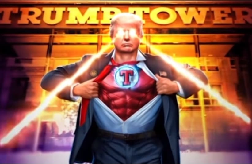  Donald Trump shares cartoon of himself dressed as a superhero on his Truth Social platform, December 15, 2022. (photo credit: SCREENSHOT VIA TRUTH SOCIAL)