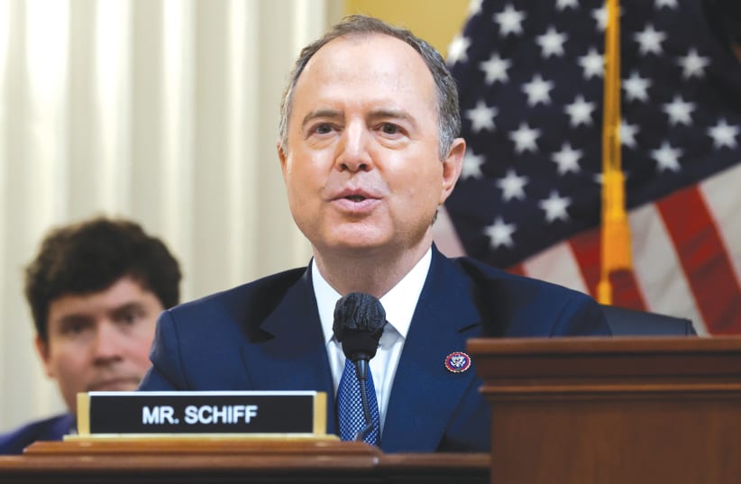  REP. ADAM Schiff (D-CA) speaks during a hearing of the US House Select Committee to investigate the January 6 attack on the Capitol Building. (photo credit: JONATHAN ERNST)