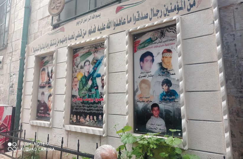  Posters of Palestinian ‘martyrs’ in Nablus (photo credit: LINDA GRADSTEIN)