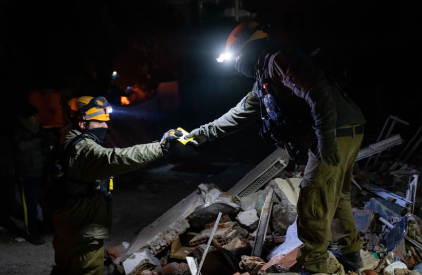  Various Israeli rescue missions are on the ground in Turkey to help the search and rescue efforts after thousands were killed and injured in a deadly earthquake, February 8, 2023. (photo credit: IDF SPOKESPERSON'S UNIT)