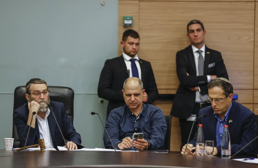  Head of the Finance committee MK Moshe Gafni leads a Finance committee meeting at the Knesset, the Israeli parliament in Jerusalem, on January 17, 2023.  (photo credit: OLIVIER FITOUSSI/FLASH90)