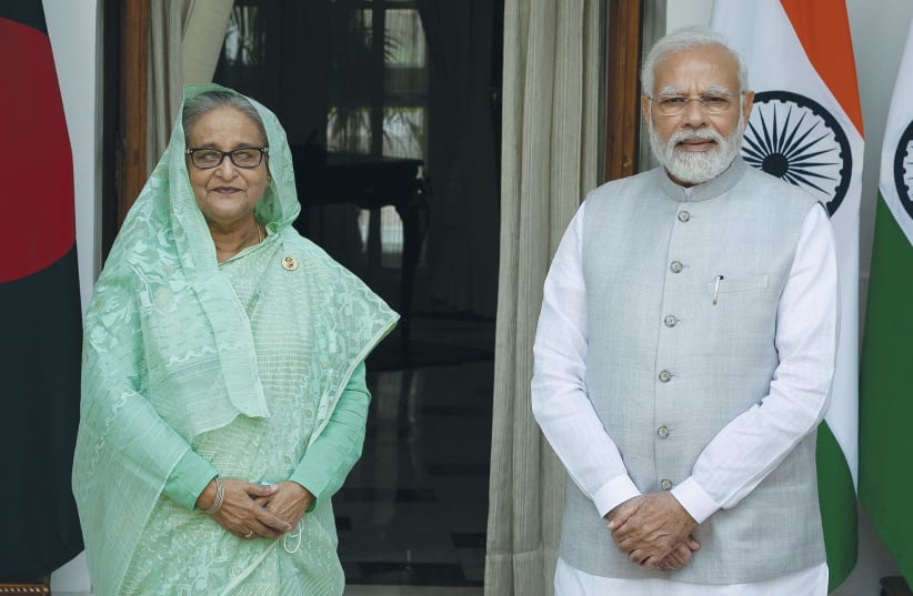  BANGLADESH’S PRIME Minister Sheikh Hasina and her Indian counterpart Narendra Modi meet in New Delhi, last year. India is projected to reach 6% growth in the 2023-2024 fiscal year; Bangladesh is projected to reach more than 5% GDP growth. (photo credit: Adnan Abidi/Reuters)