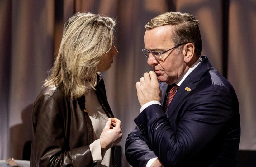  Kajsa Ollongren, Netherland's Minister of Defence, and Boris Pistorius, Germany's Minister of Defence, at the informal meeting of EU defence ministers at the Scandinavian XPO in Marsta outside Stockholm, Sweden March 8, 2023.  (photo credit: Christine Olsson/TT News Agency/via REUTERS )