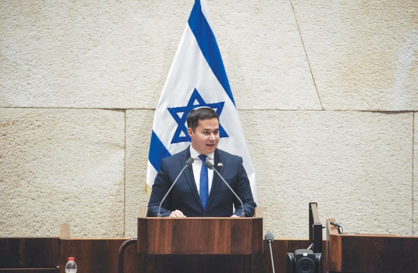  THE WRITER addresses the Knesset.  (photo credit: DANNY SHEMTOV/KNESSET SPOKESPERSON'S OFFICE)