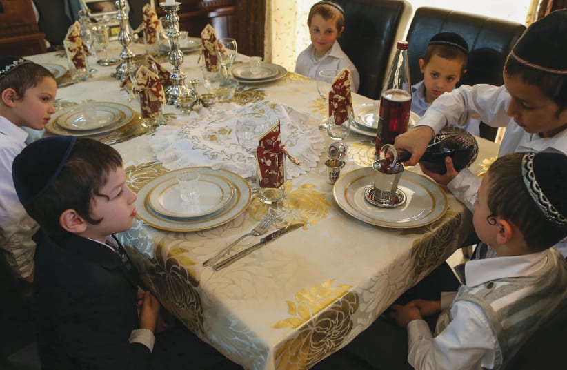  ALL-IMPORTANT: Children take part in a practice Seder.  (photo credit: NATI SHOHAT/FLASH90)