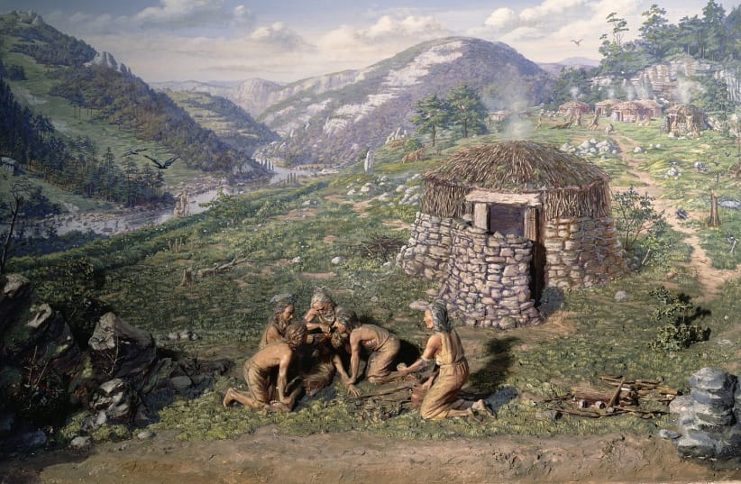  An illustrative depiction of early neolithic farming (photo credit: Wikimedia Commons)