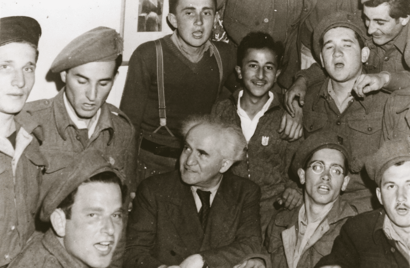  DAVID BEN-GURION at a Seder with soldiers in a secret site in Jerusalem, April 23, 1948.  (photo credit: Central Zionist Archives, Jerusalem; #PHG\1009717)