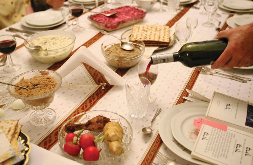 SEDER NIGHT is a Roman-style banquet with a focus on wine. (photo credit: MIRIAM ALSTER)