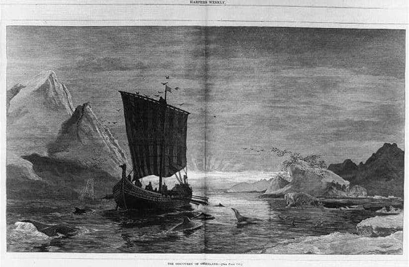  An illustrative image of the discovery of Greenland by the Vikings. (photo credit: PICRYL)