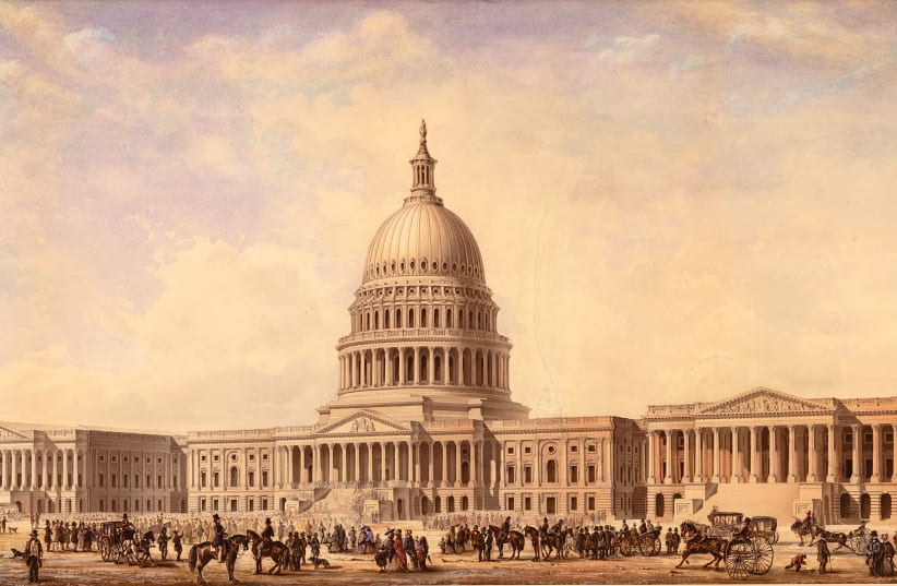  THE US CAPITOL, as seen soon after the 75th birthday of the US in 1851. (photo credit: US Capitol Visitor Center)