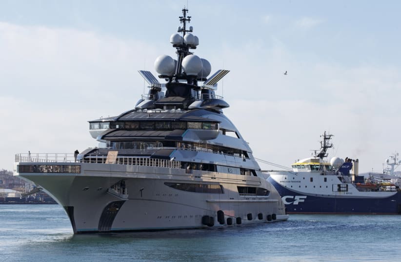 The superyacht Nord, reportedly owned by the sanctioned Russian oligarch Alexei Mordashov, is docked in the far eastern port of Vladivostok, Russia March 31, 2022.  (photo credit: REUTERS/REUTERS PHOTOGRAPHER)