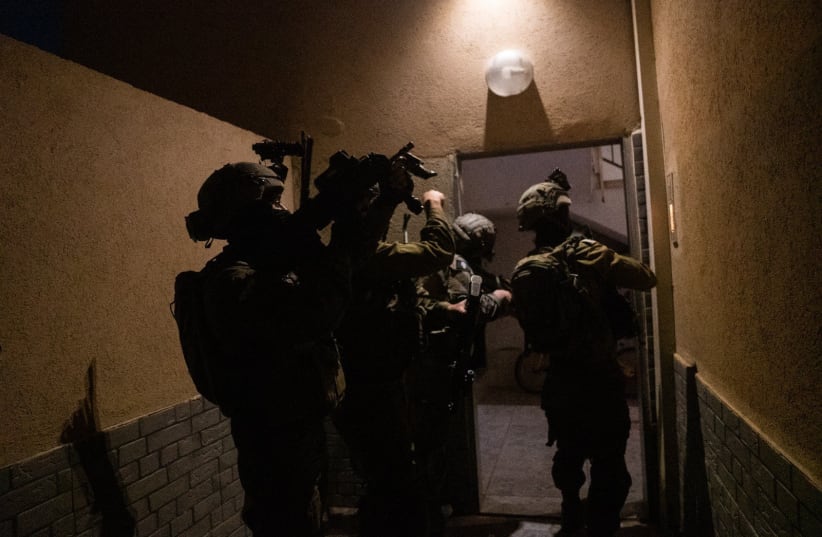  IDF troops operating in Nablus, the West Bank, against terrorists who murdered the Dee sisters and mother, on May 4, 2023 (photo credit: IDF SPOKESPERSON'S UNIT)