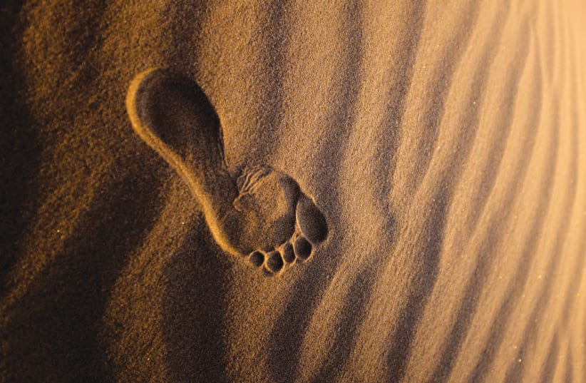 Illustrative image of a foot in the sand. (photo credit: Jeremy Bishop/Unsplash)