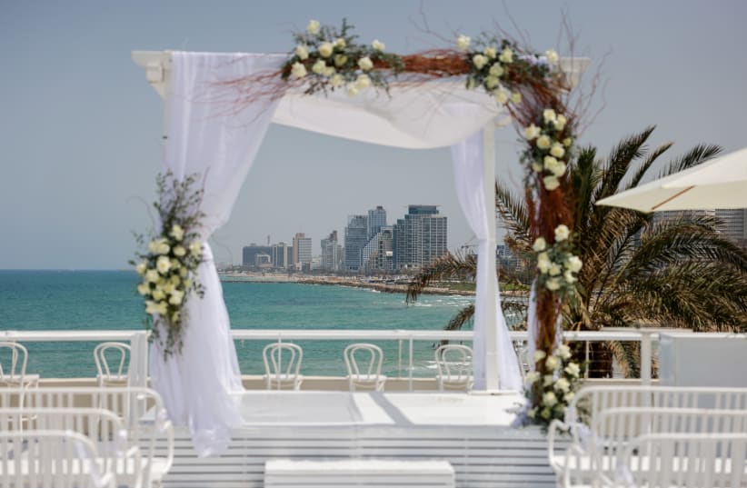  A Jewish wedding Chuppah is seen in Tel Aviv on May 14, 2023 (photo credit: MARC ISRAEL SELLEM/THE JERUSALEM POST)