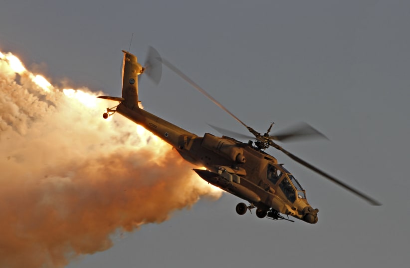 AH-64 Apache Helicopter seen on July 6, 2021 (photo credit: OFER ZIDON/FLASH90)