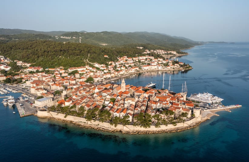  General view of Korcula, Croatia, June 23, 2021. Picture taken with a drone on June 23, 2021. (photo credit: ANTONIO BRONIC/REUTERS)