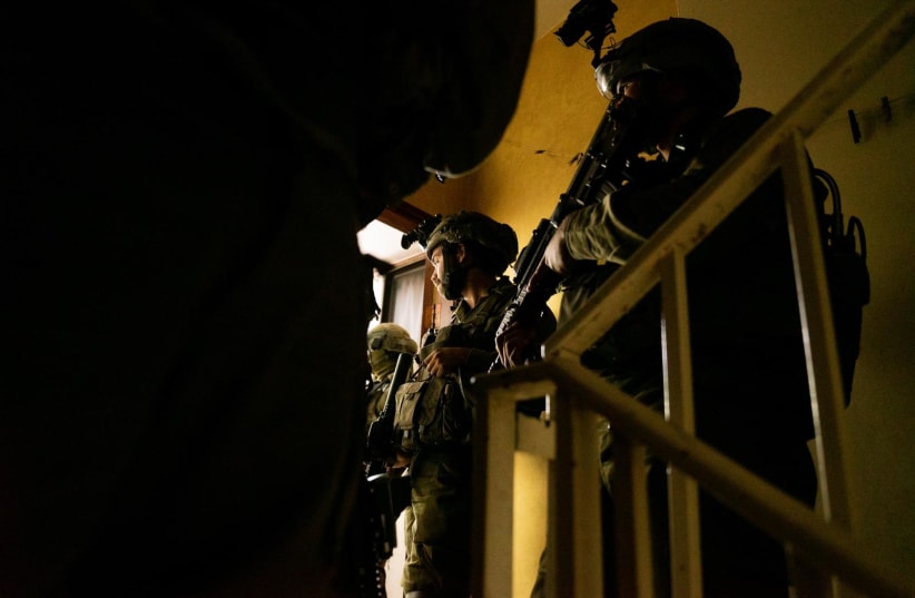 Israeli forces are seen during an overnight raid of the West Bank on May 30, 2023 (photo credit: IDF SPOKESPERSON'S UNIT)