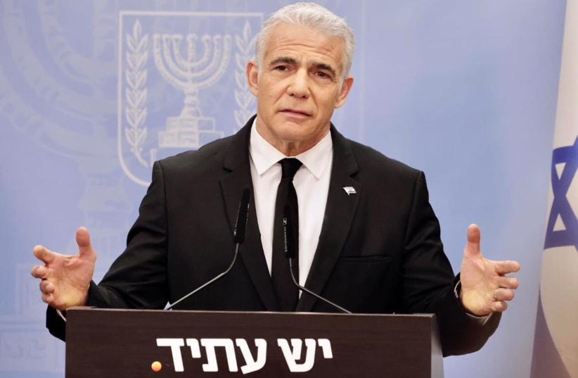  Israeli opposition leader MK Yair Lapid is seen at a Yesh Atid faction meeting in the Knesset, in Jerusalem, in Israel, on June 19, 2023. (photo credit: MARC ISRAEL SELLEM/THE JERUSALEM POST)