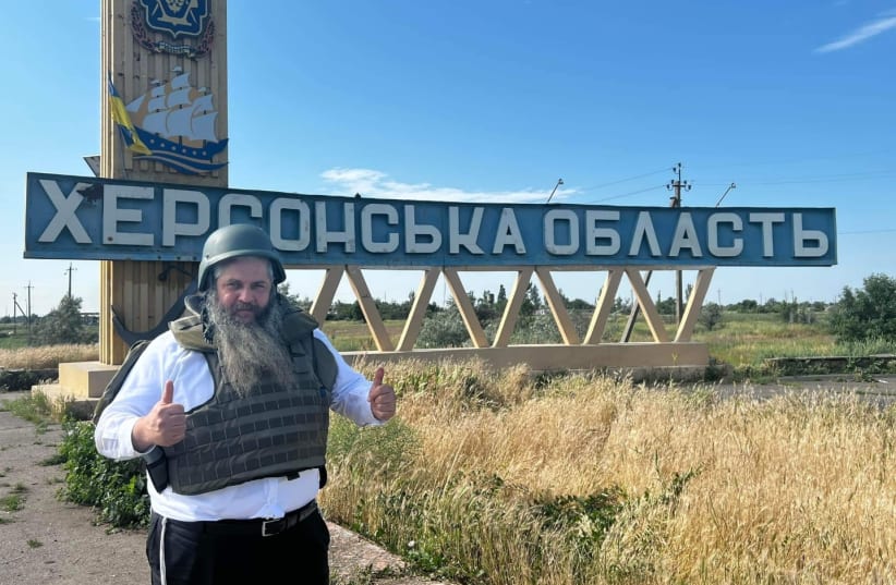 One of Ukraine's Chief Rabbis, Moshe Reuven Azman, returned to the disaster zone in Kherson during the weekend (photo credit: UKRAINE CHIEF RABBINATE)