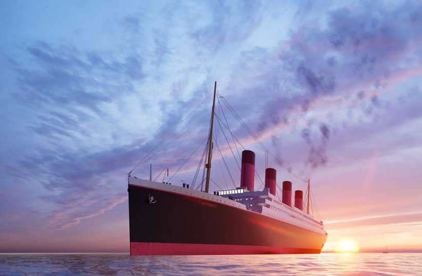  Digital art of the RMS Titanic at sunset. (photo credit: PIXABAY)